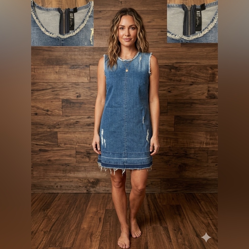 KUT from the Kloth Women's Christina Distressed Denim
Minidress L Versatile